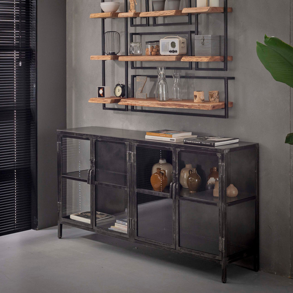 Dressoir Rift Metal | 4 Deuren | Gunmetal