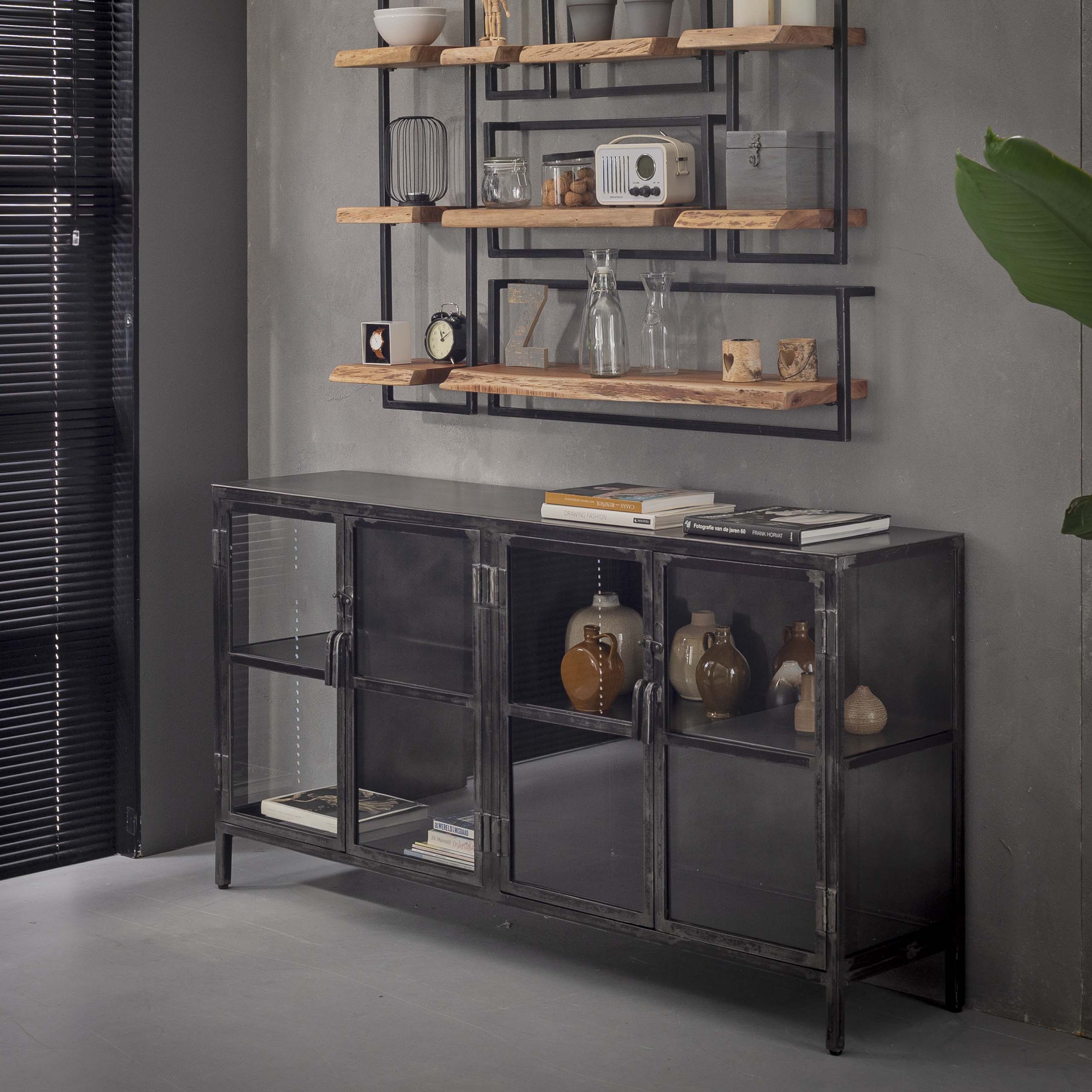 Dressoir Rift Metal | 4 Deuren | Gunmetal