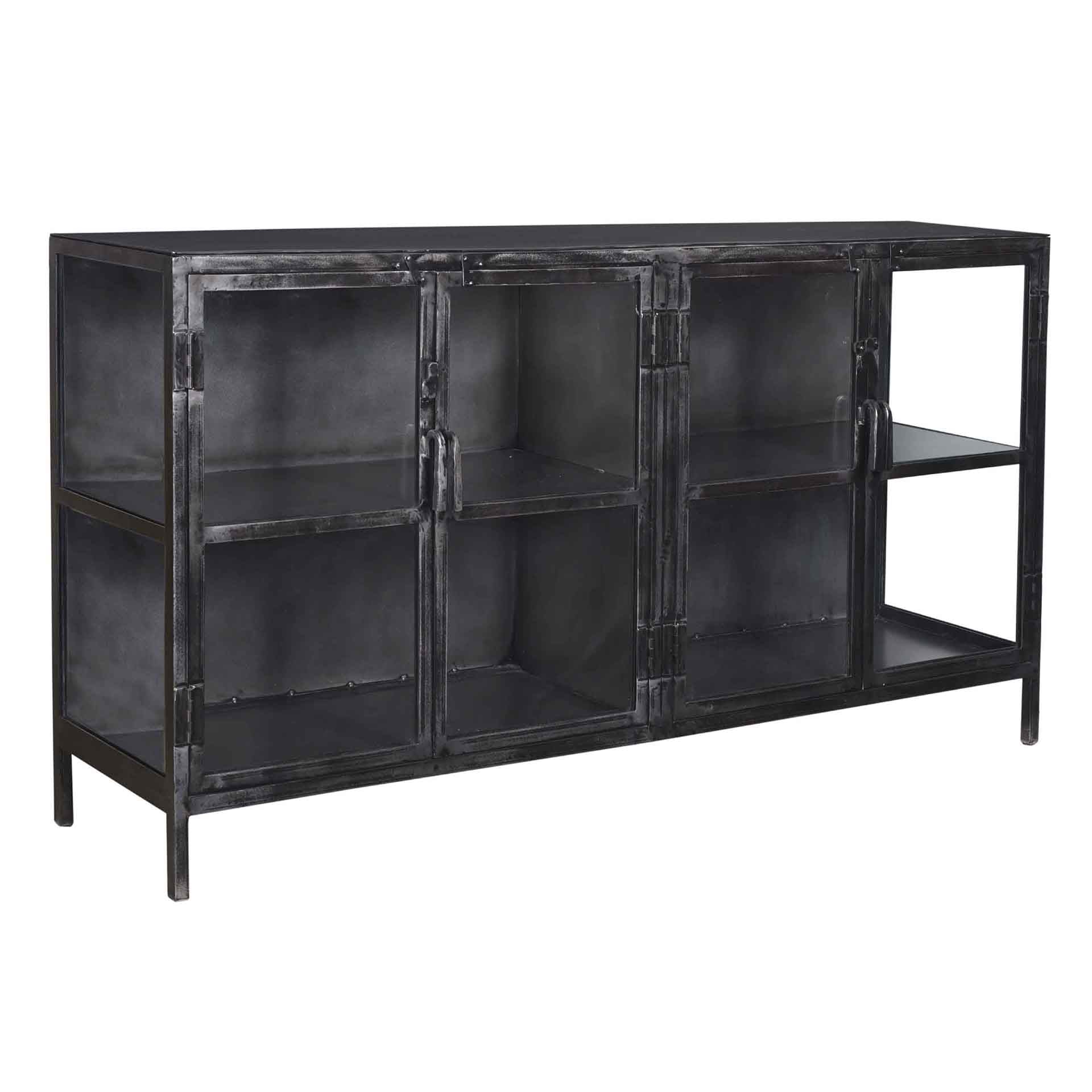 Dressoir Rift Metal | 4 Deuren | Gunmetal