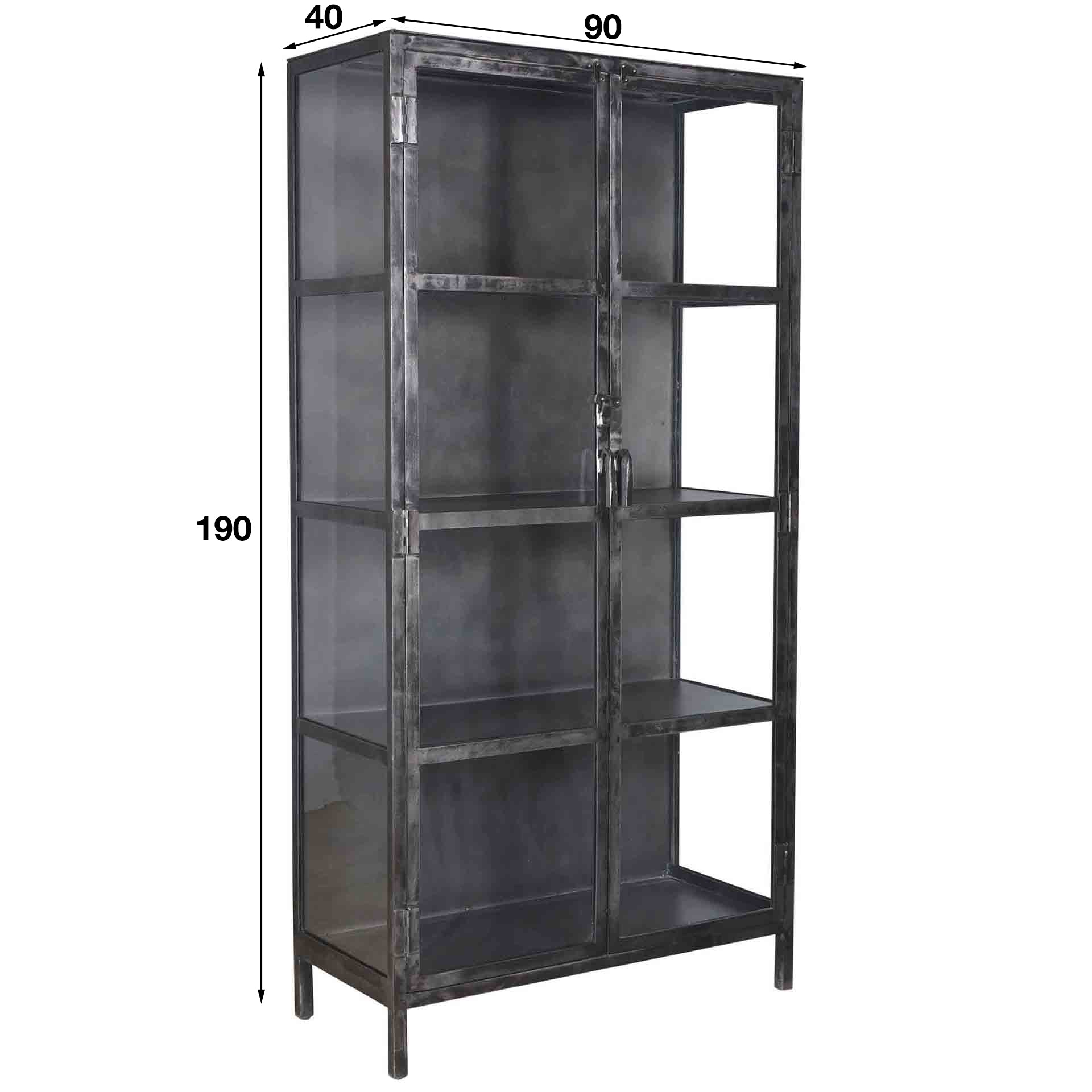 Vitrinekast Rift Metal | 2 Deuren | Gunmetal