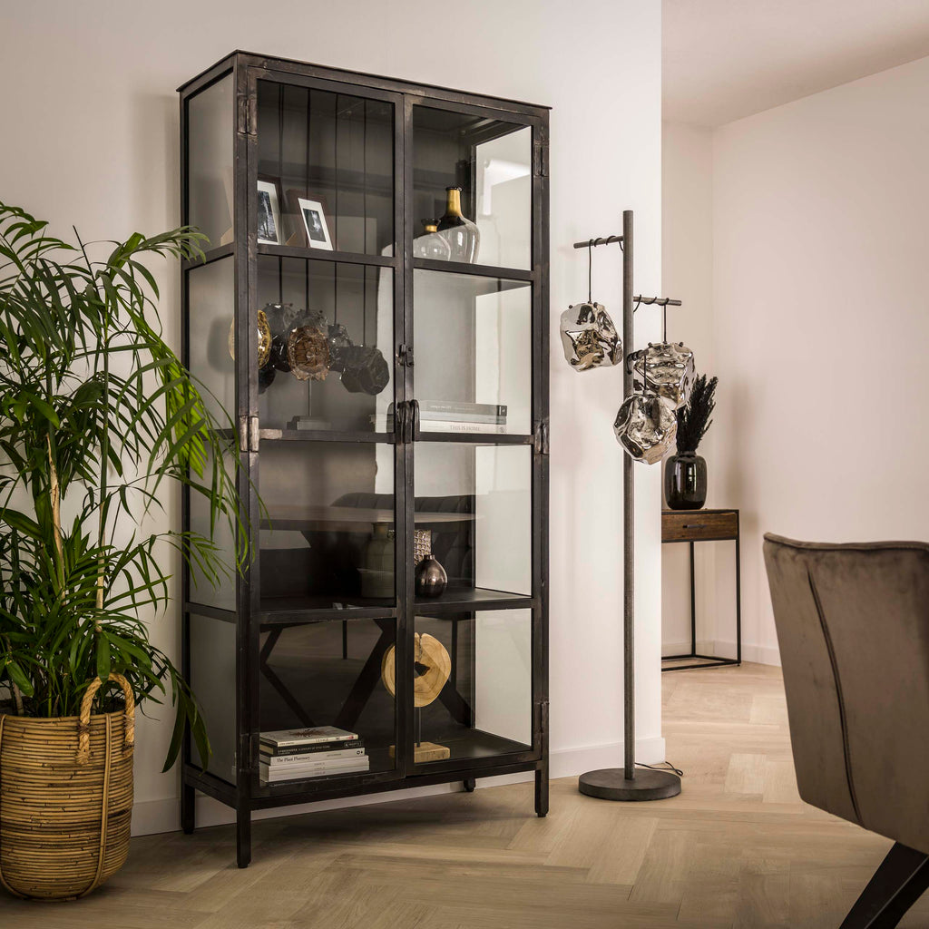 Vitrinekast Rift Metal | 2 Deuren | Gunmetal
