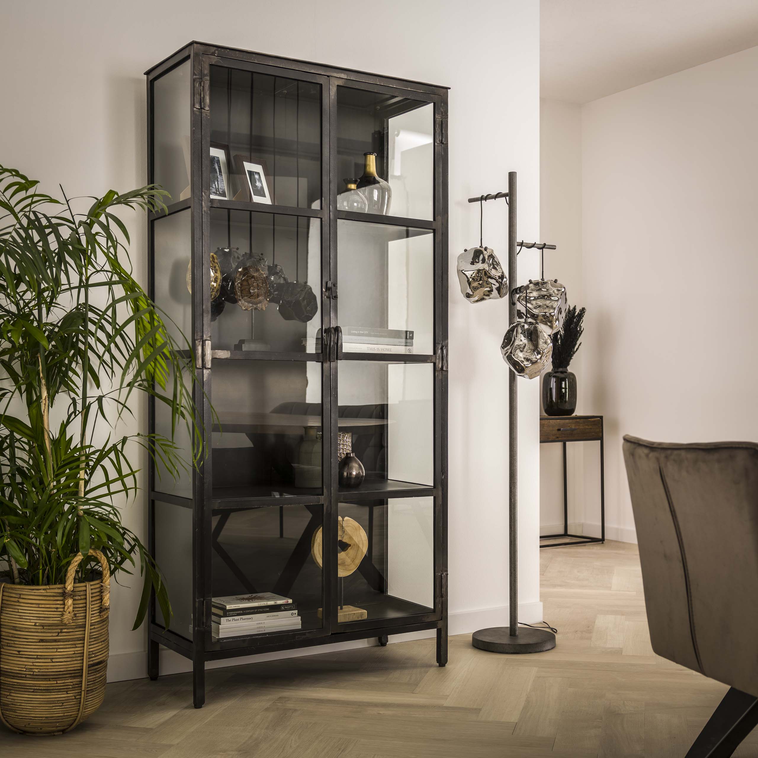 Vitrinekast Rift Metal | 2 Deuren | Gunmetal