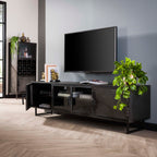 TV-meubel Rift Metal | 4-Deuren | Gunmetal