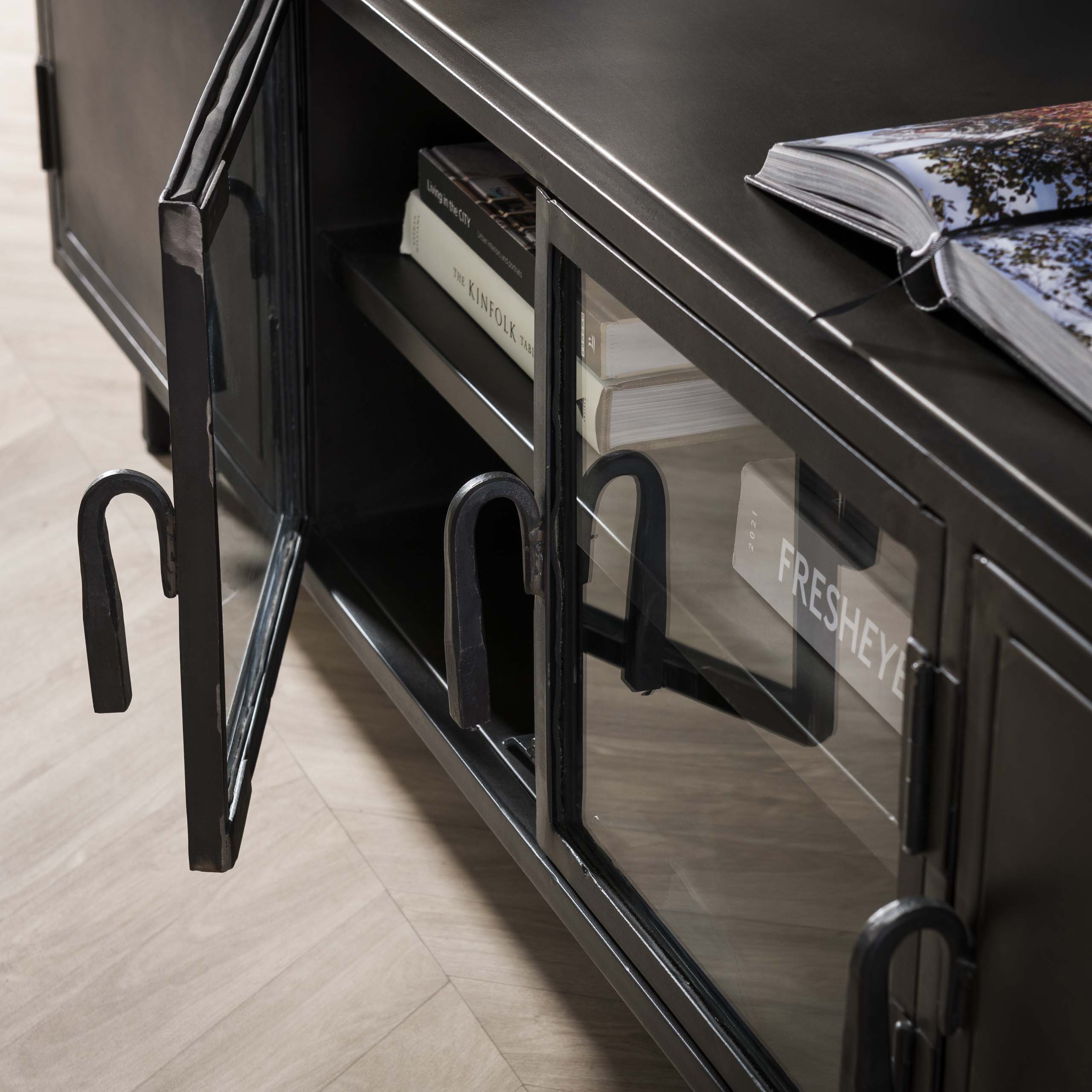 TV-meubel Rift Metal | 4-Deuren | Gunmetal