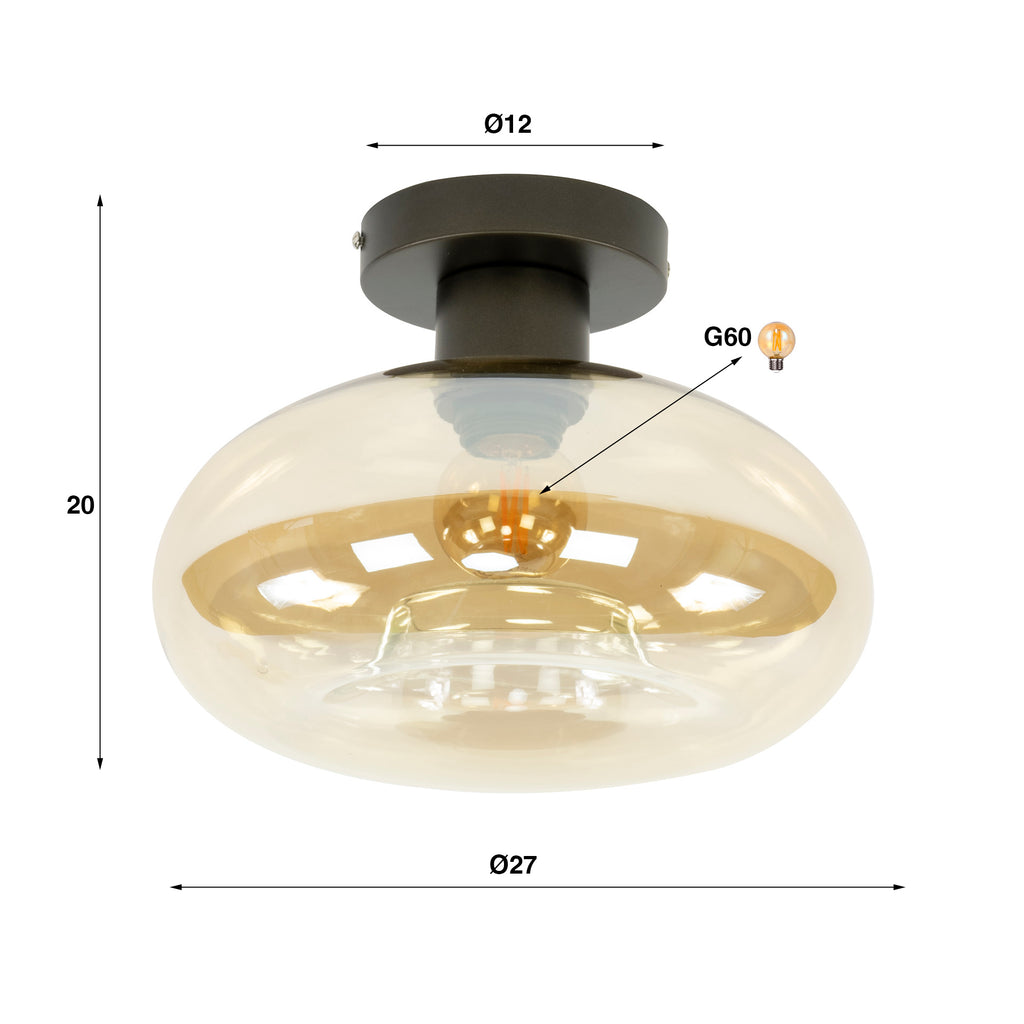 Plafondlamp Soll | 1-Lichts | Amber glas
