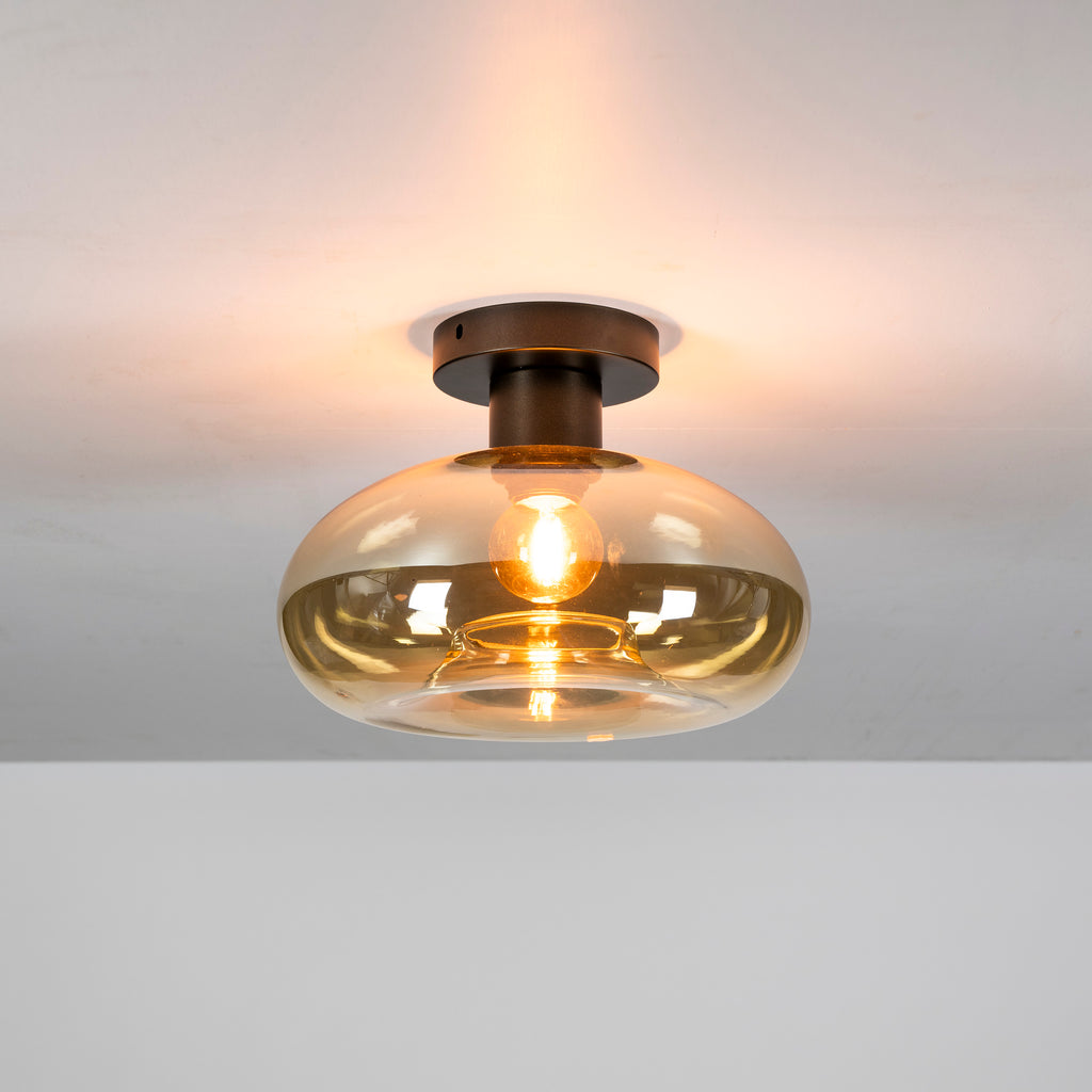 Plafondlamp Soll | 1-Lichts | Amber glas