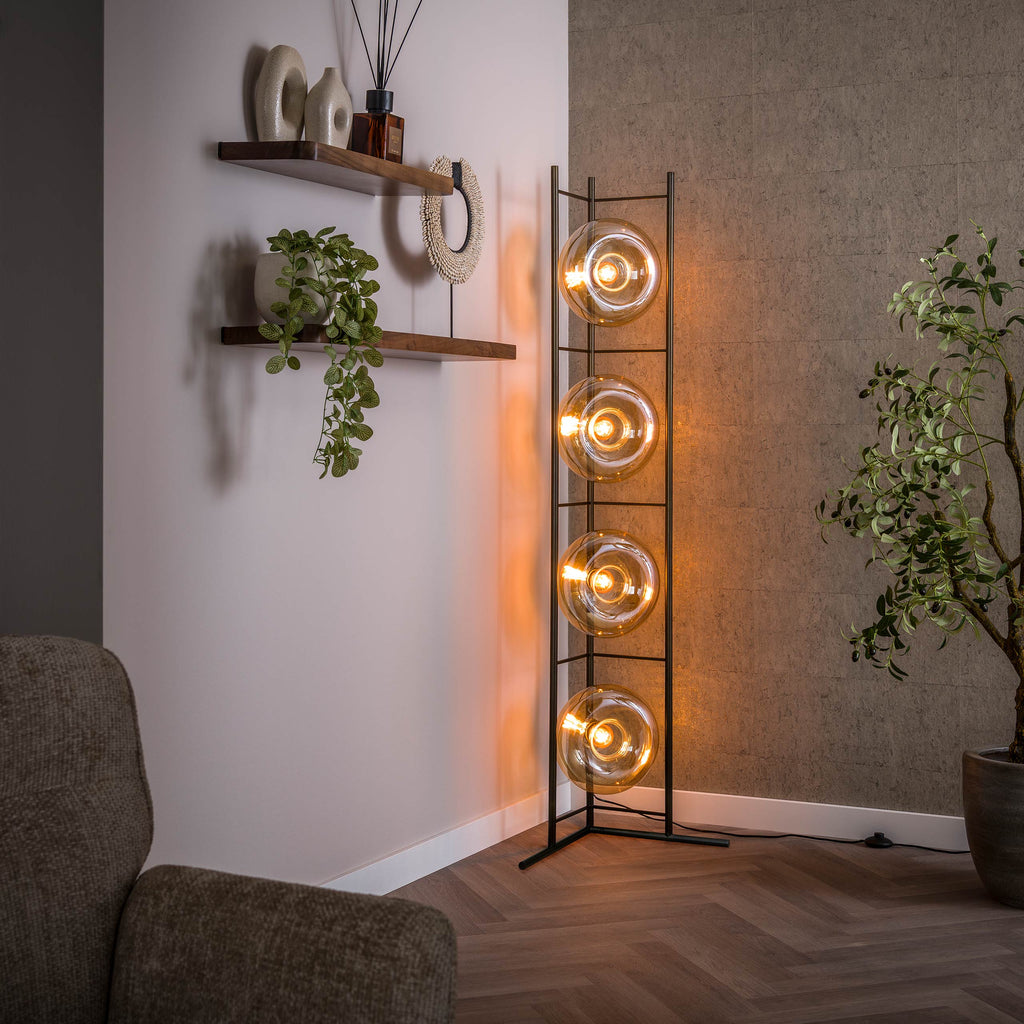 Vloerlamp Soll | 4-Lichts | Amber glas