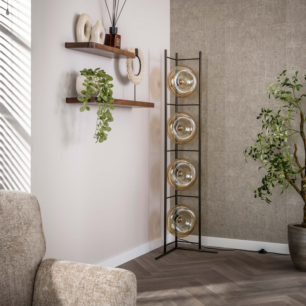 Vloerlamp Soll | 4-Lichts | Amber glas