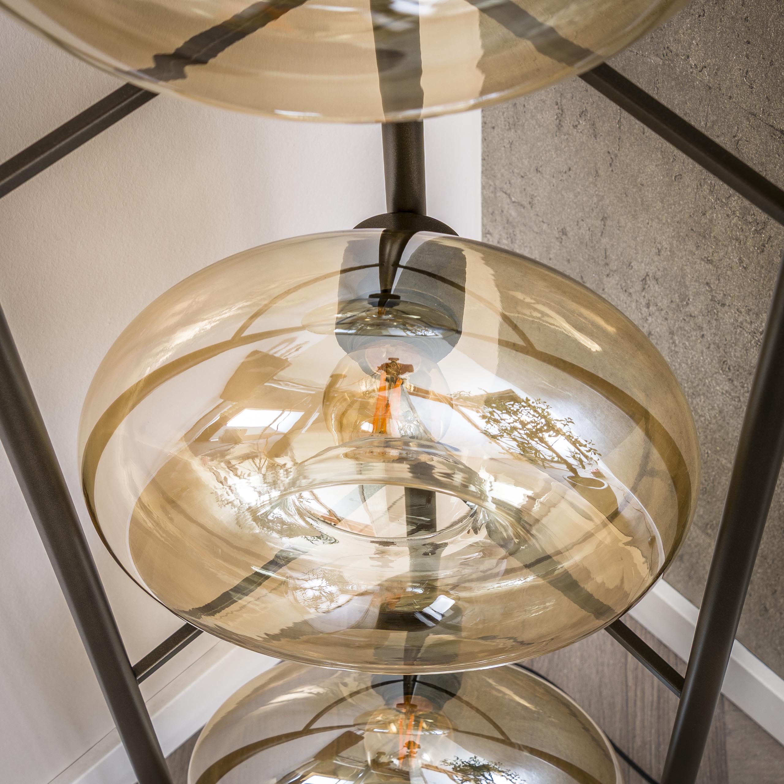 Vloerlamp Soll | 4-Lichts | Amber glas