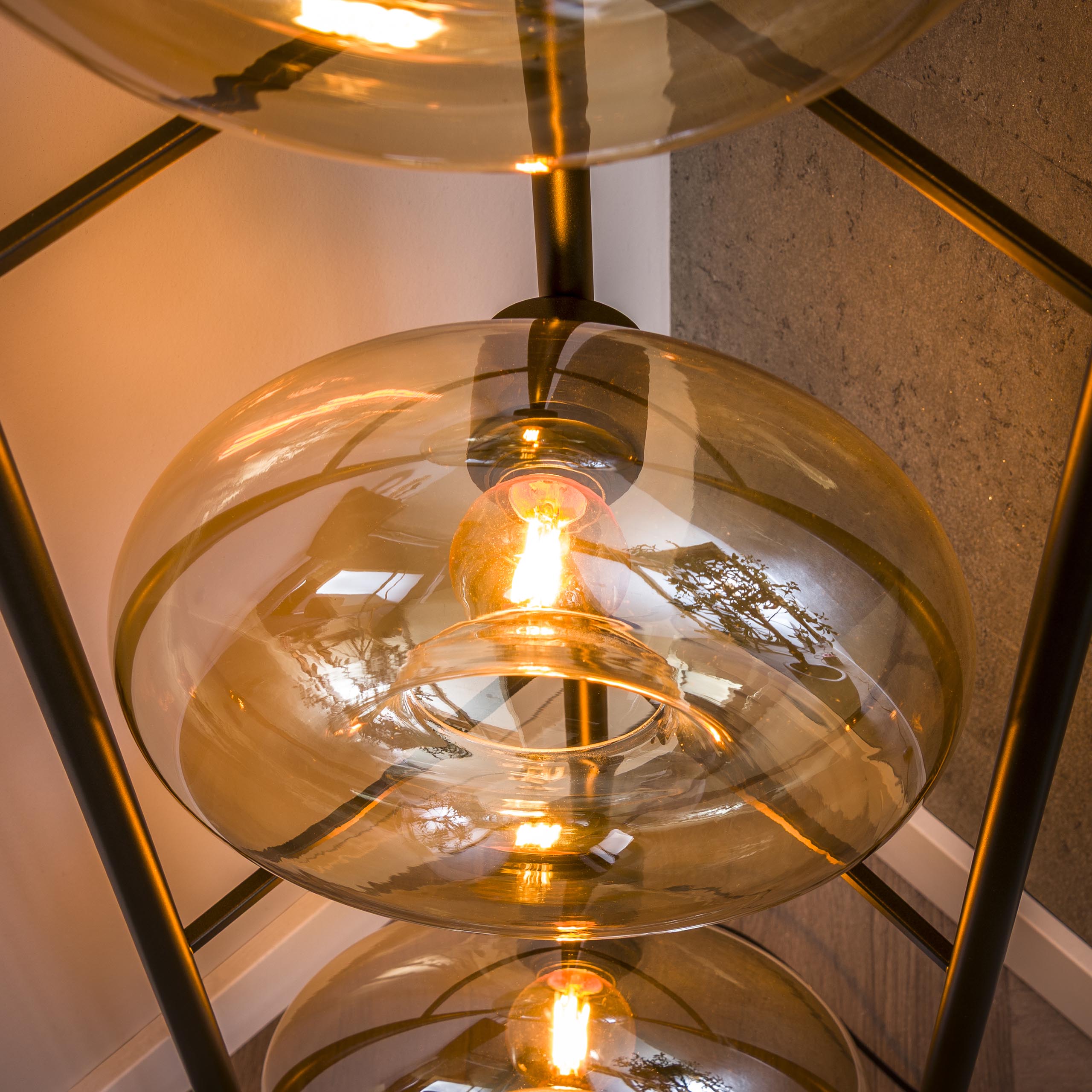 Vloerlamp Soll | 4-Lichts | Amber glas
