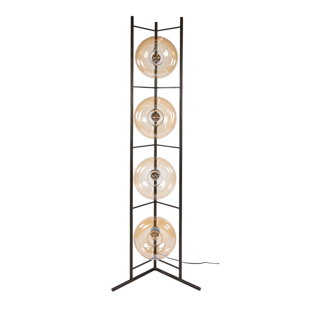 Vloerlamp Soll | 4-Lichts | Amber glas