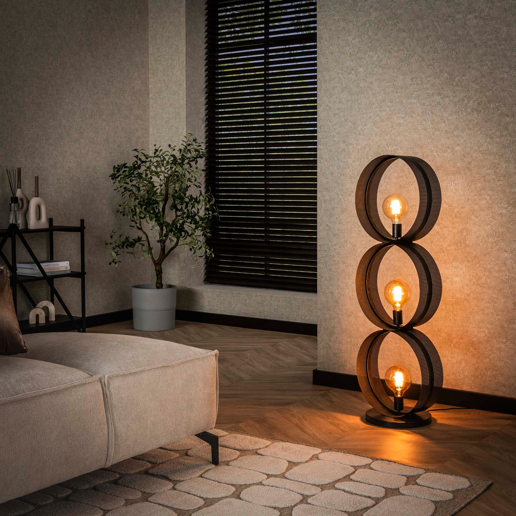 Vloerlamp Ring Mesh | 3-Lichts | Charcoal