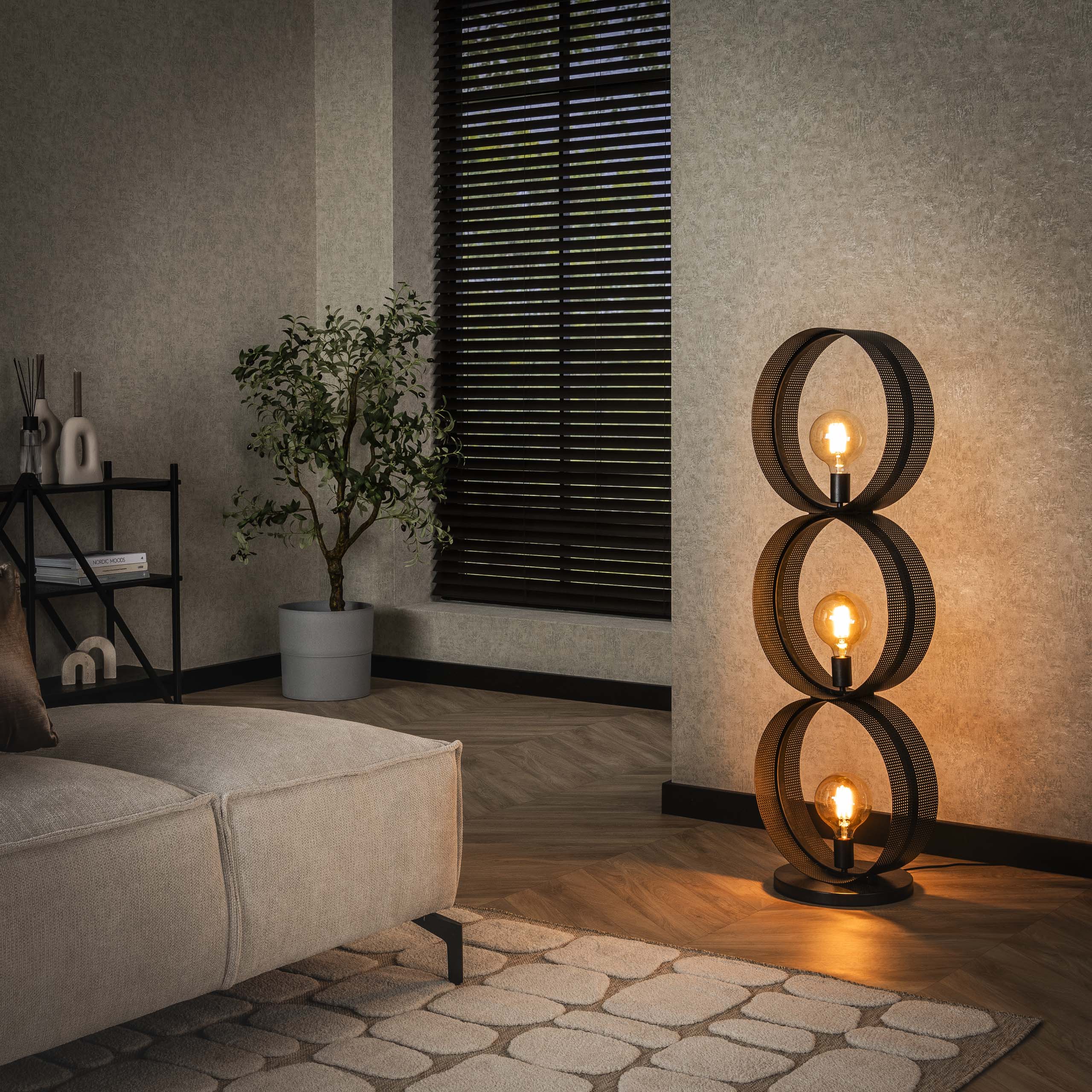 Vloerlamp Ring Mesh | 3-Lichts | Charcoal