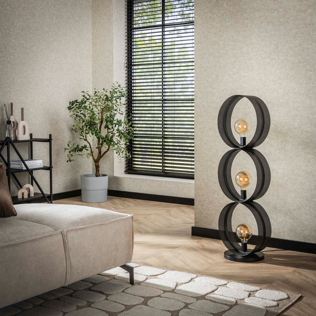 Vloerlamp Ring Mesh | 3-Lichts | Charcoal