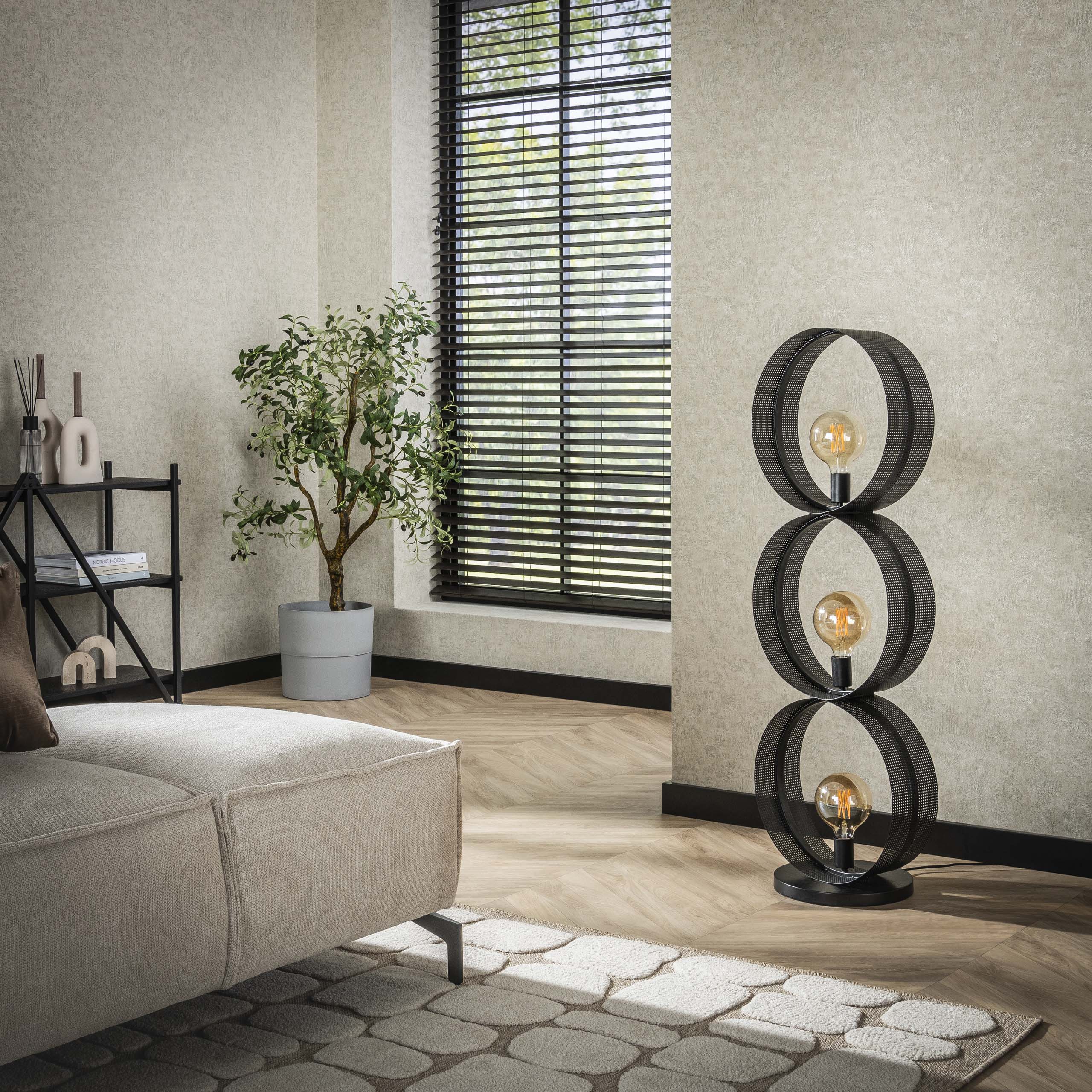 Vloerlamp Ring Mesh | 3-Lichts | Charcoal