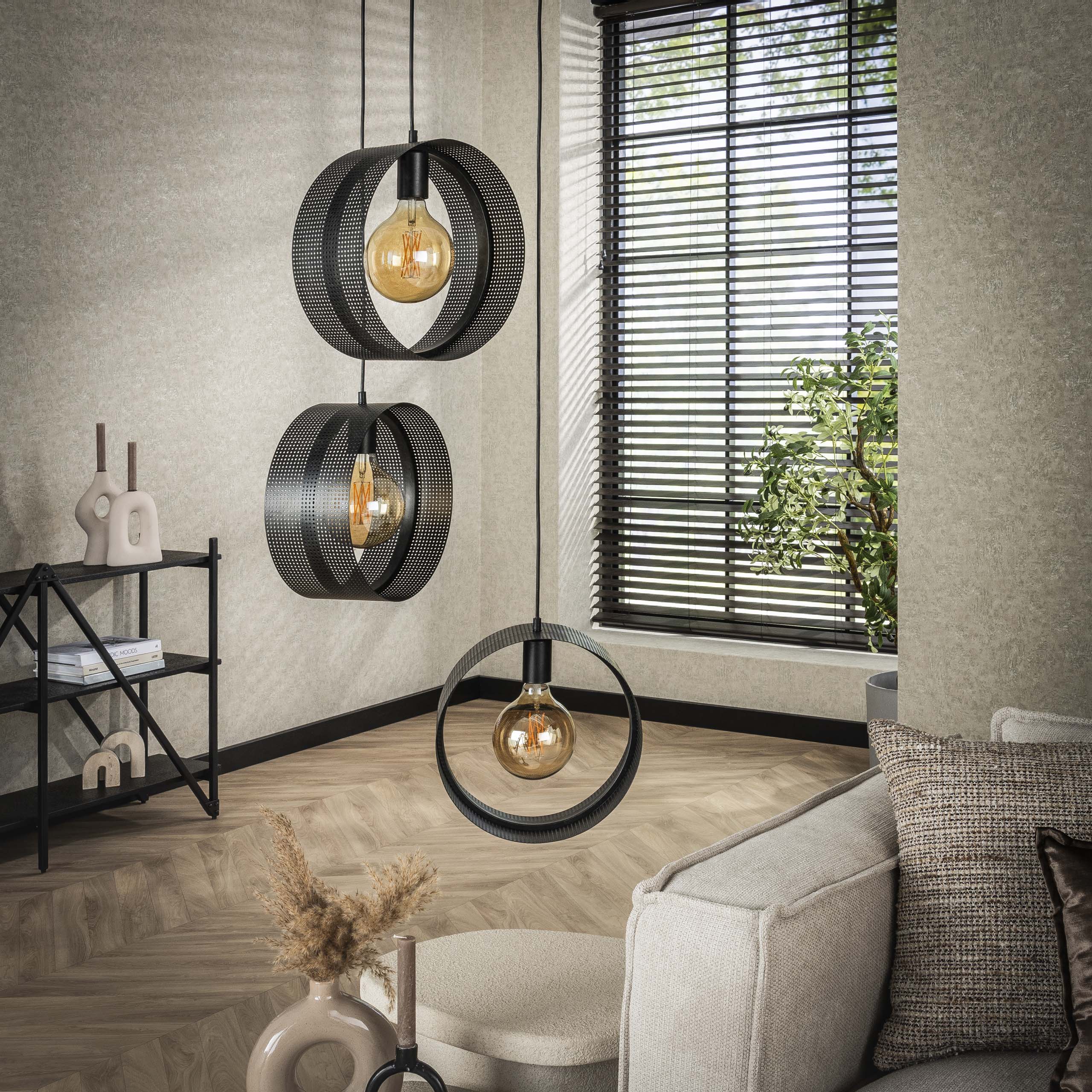 Hanglamp Ring Mesh Getrapt | 3-Lichts | Charcoal