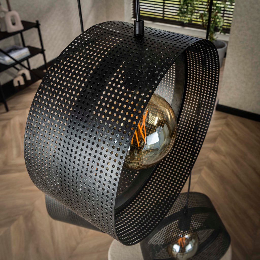 Hanglamp Ring Mesh Getrapt | 3-Lichts | Charcoal