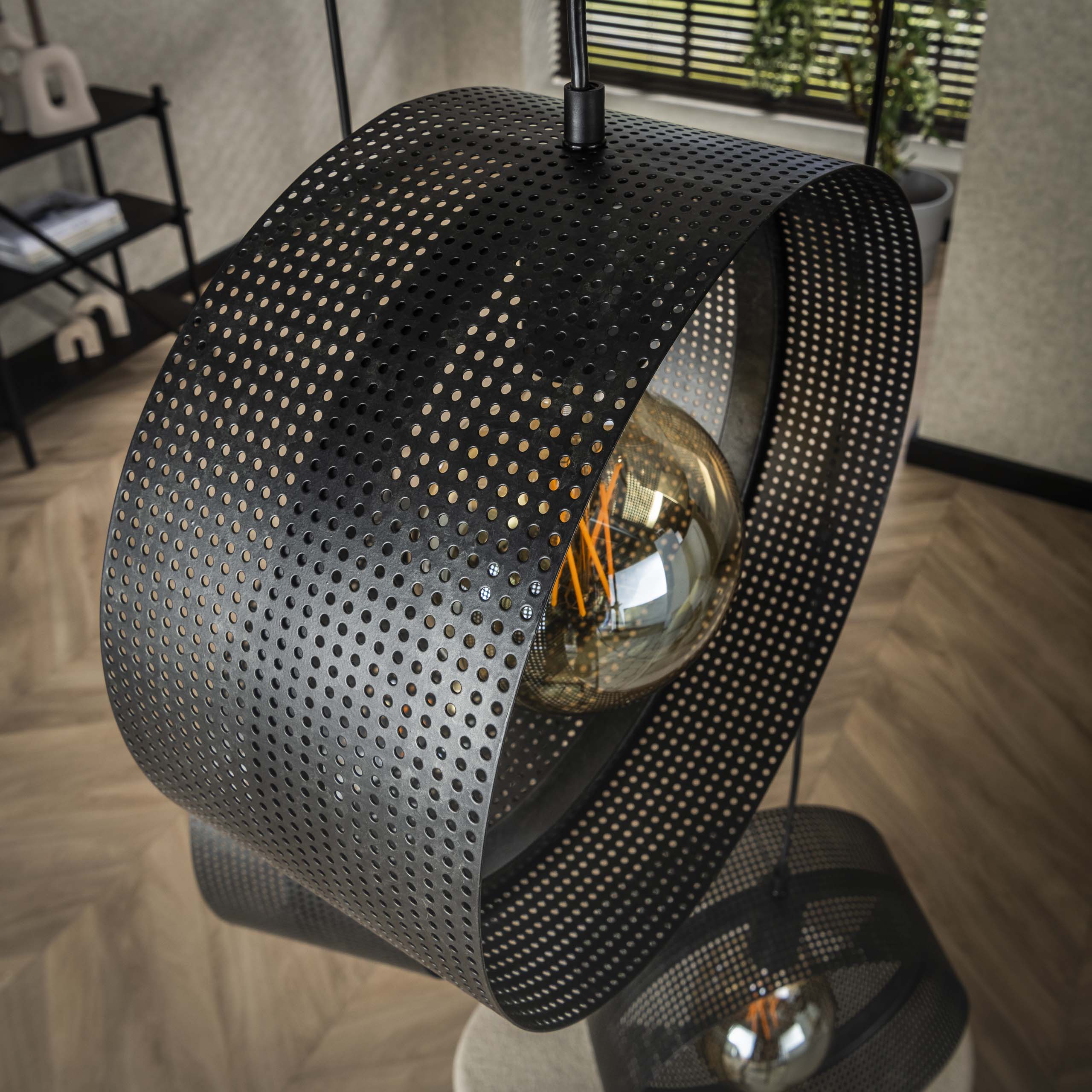 Hanglamp Ring Mesh Getrapt | 3-Lichts | Charcoal