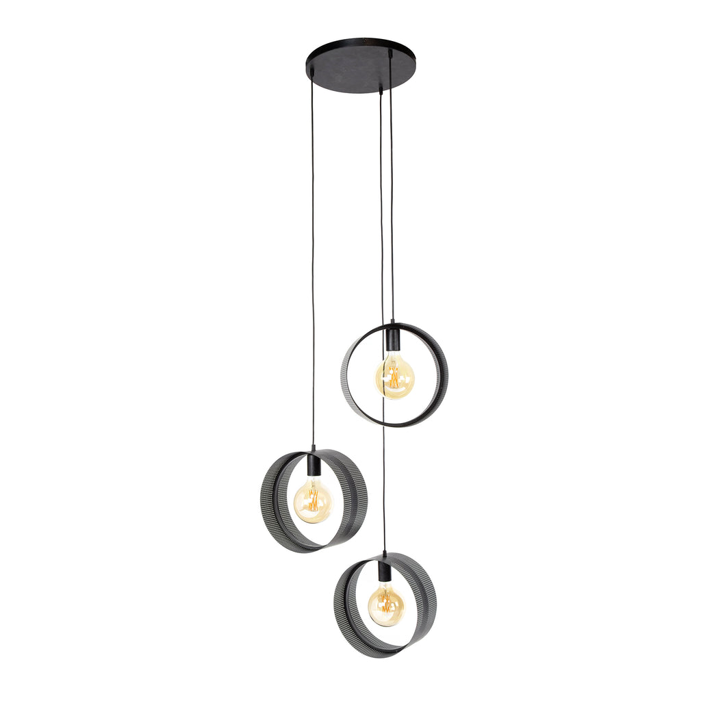 Hanglamp Ring Mesh Getrapt | 3-Lichts | Charcoal