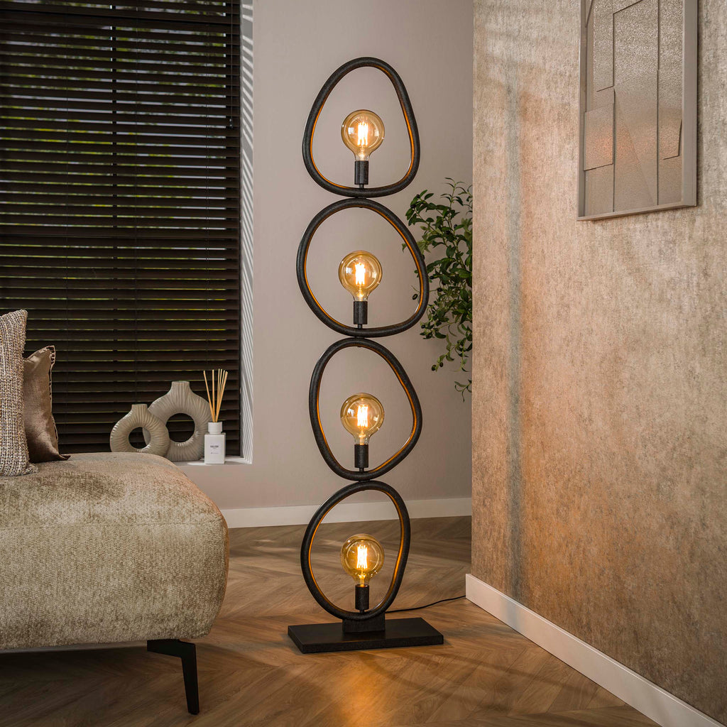 Vloerlamp Pebble | 4-lichts | Artic zwart