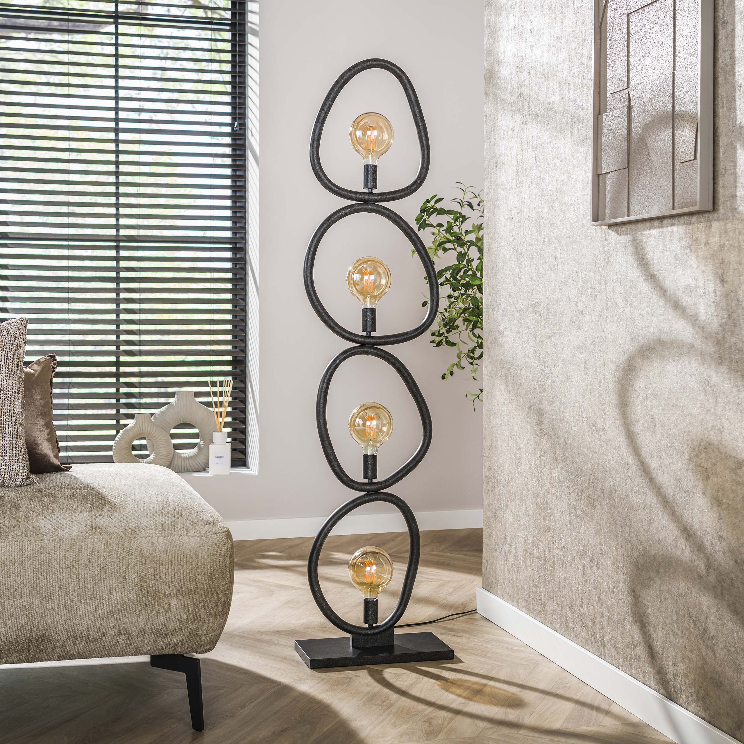 Vloerlamp Pebble | 4-lichts | Artic zwart