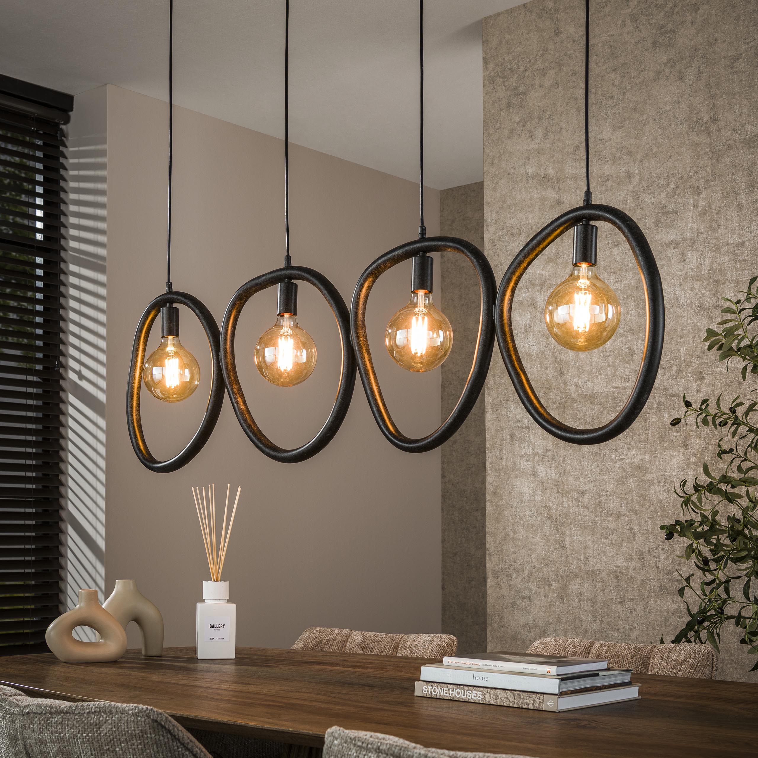 Hanglamp Pebble | 4-Lichts | Artic zwart