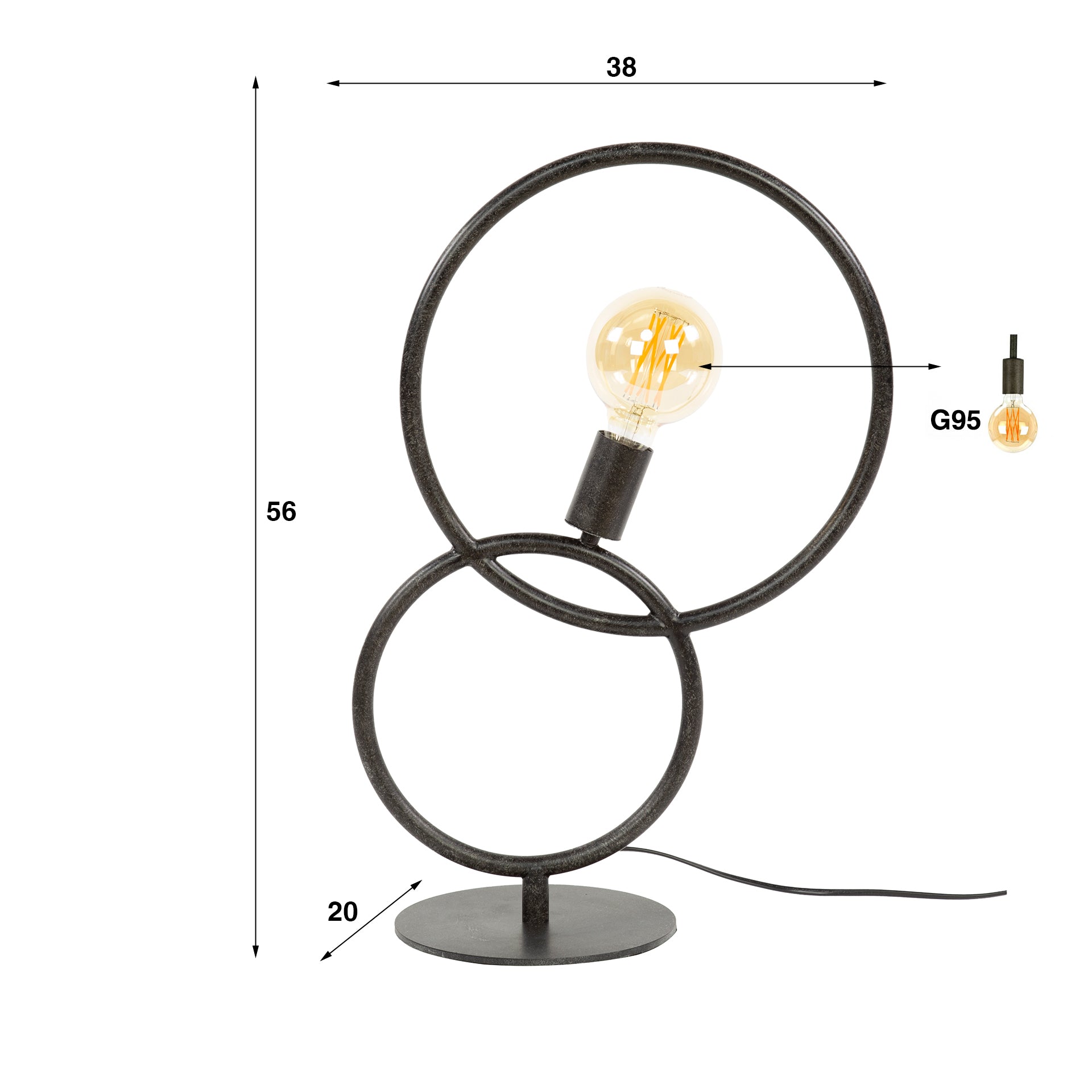 Tafellamp Loop | 1-Lichts | Artic zwart