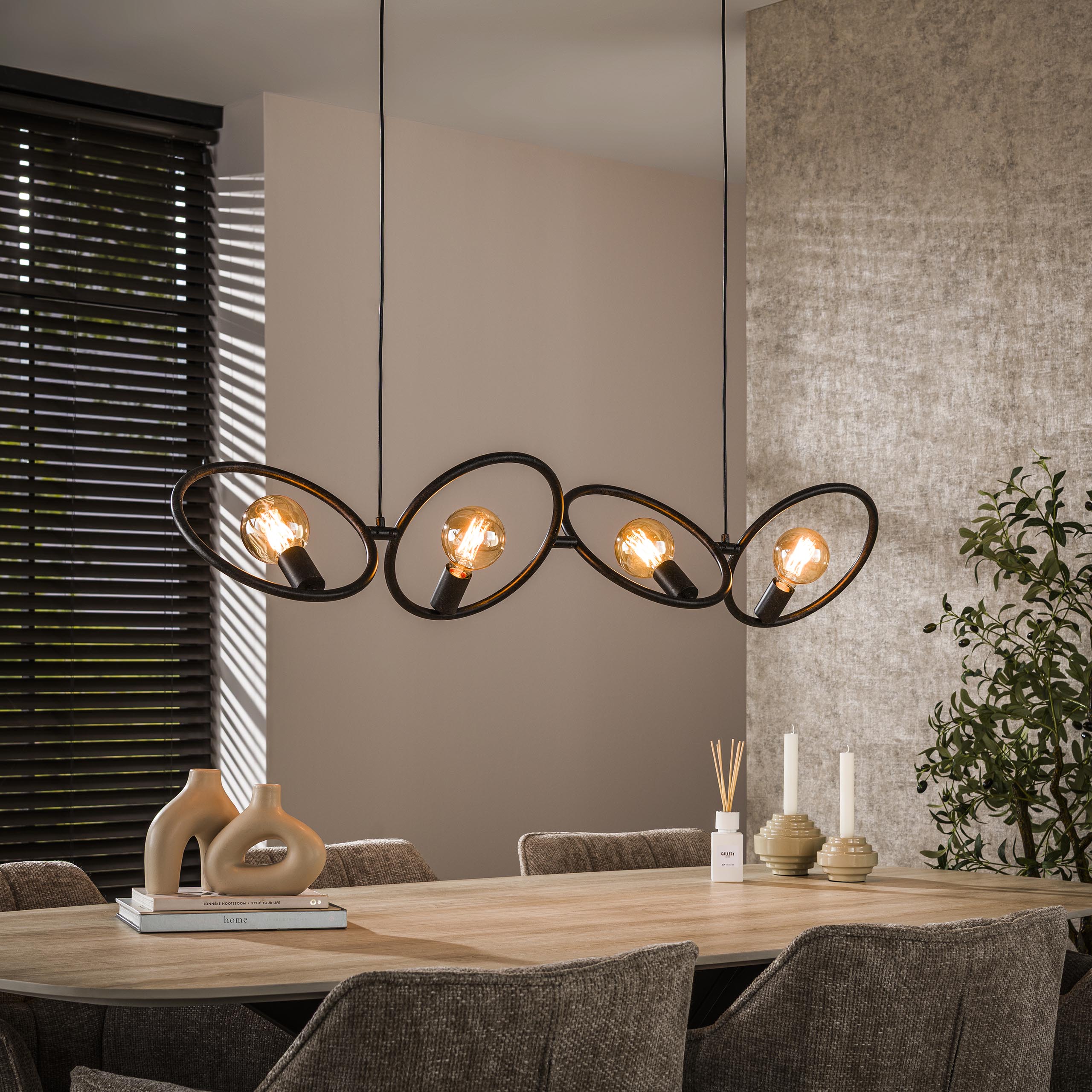 Hanglamp Loop | 4-Lichts | Artic zwart