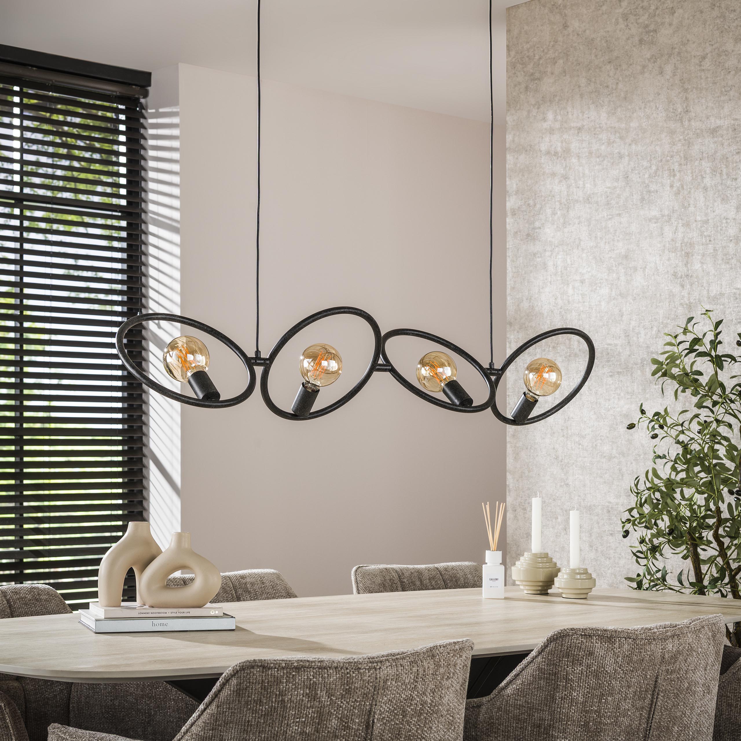 Hanglamp Loop | 4-Lichts | Artic zwart
