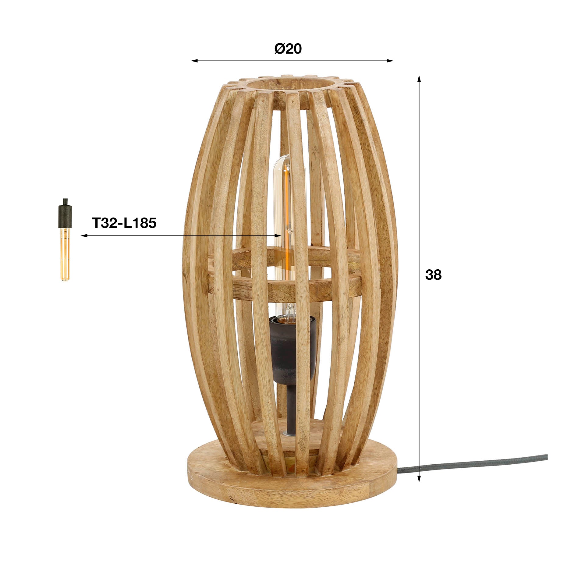 Tafellamp Orbit | 1-Lichts | Massief mango