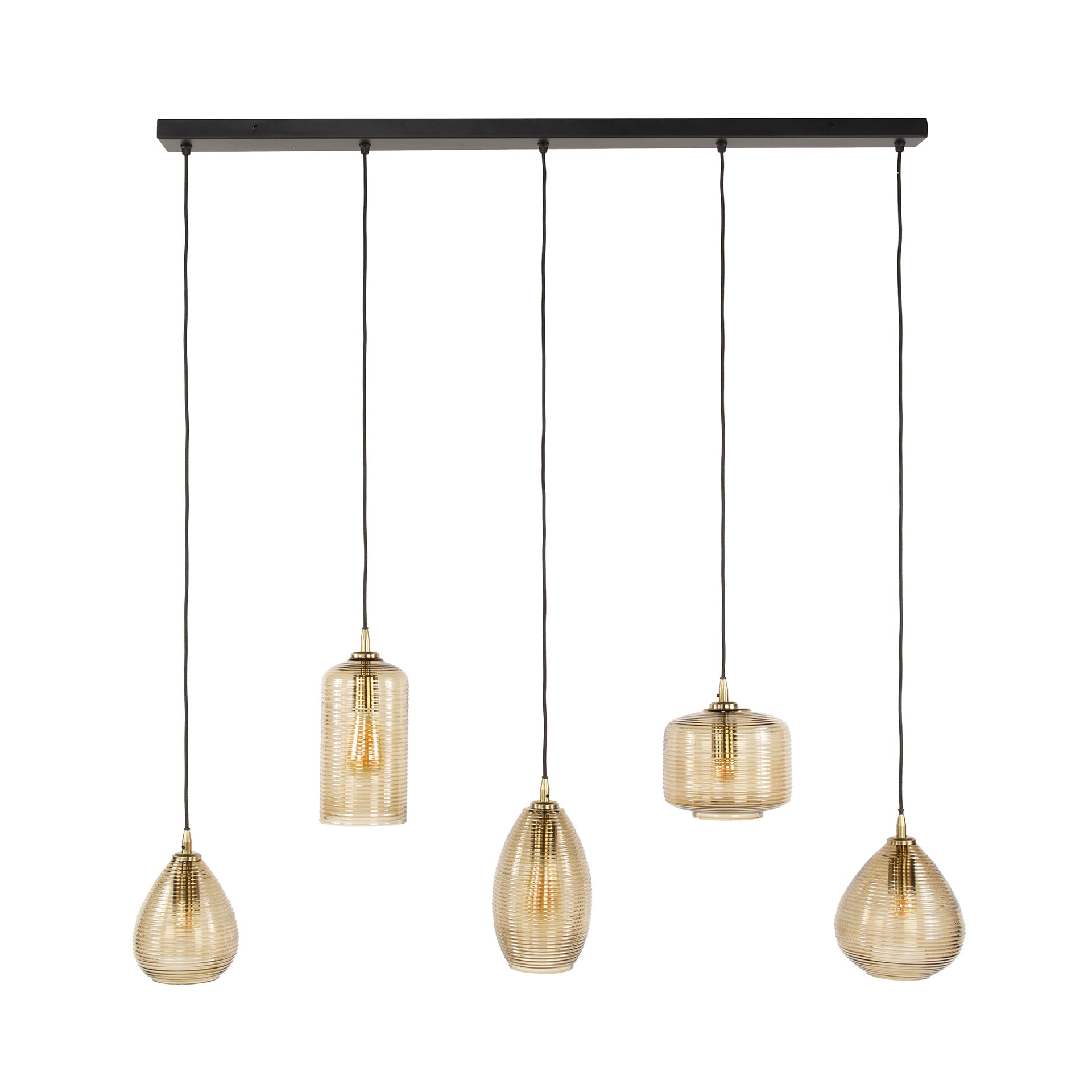 Hanglamp Stripe Horizontal | 5-Lichts | Smoke bruin glas