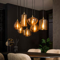 Hanglamp Stripe Horizontal | 4+3-Lichts | Amber glas