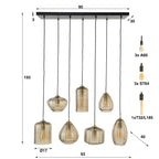 Hanglamp Stripe Horizontal | 4+3-Lichts | Amber glas