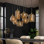 Hanglamp Stripe Horizontal | 4+3-Lichts | Amber glas