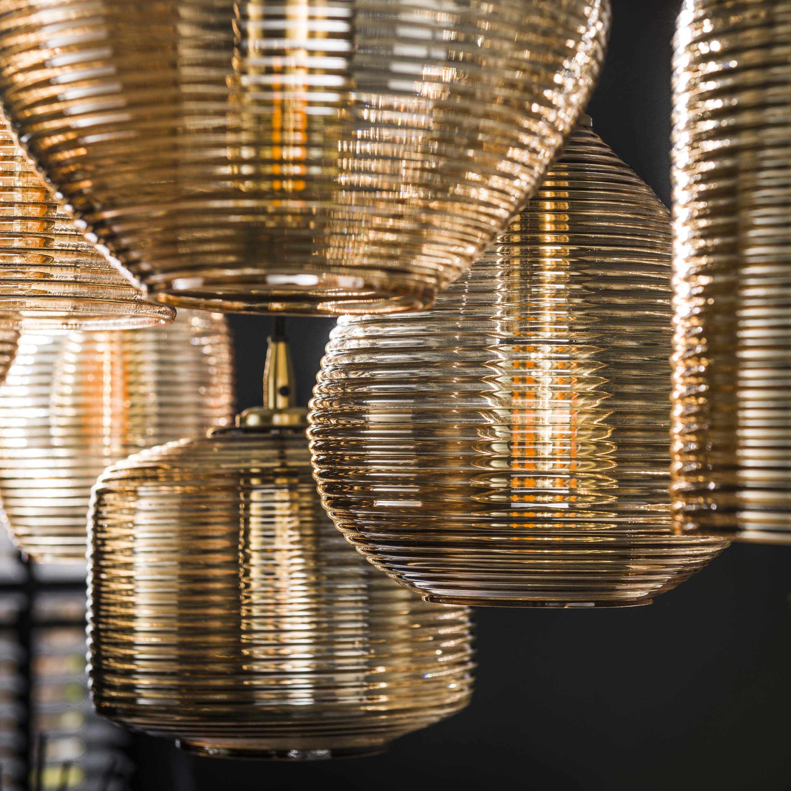 Hanglamp Stripe Horizontal | 4+3-Lichts | Amber glas