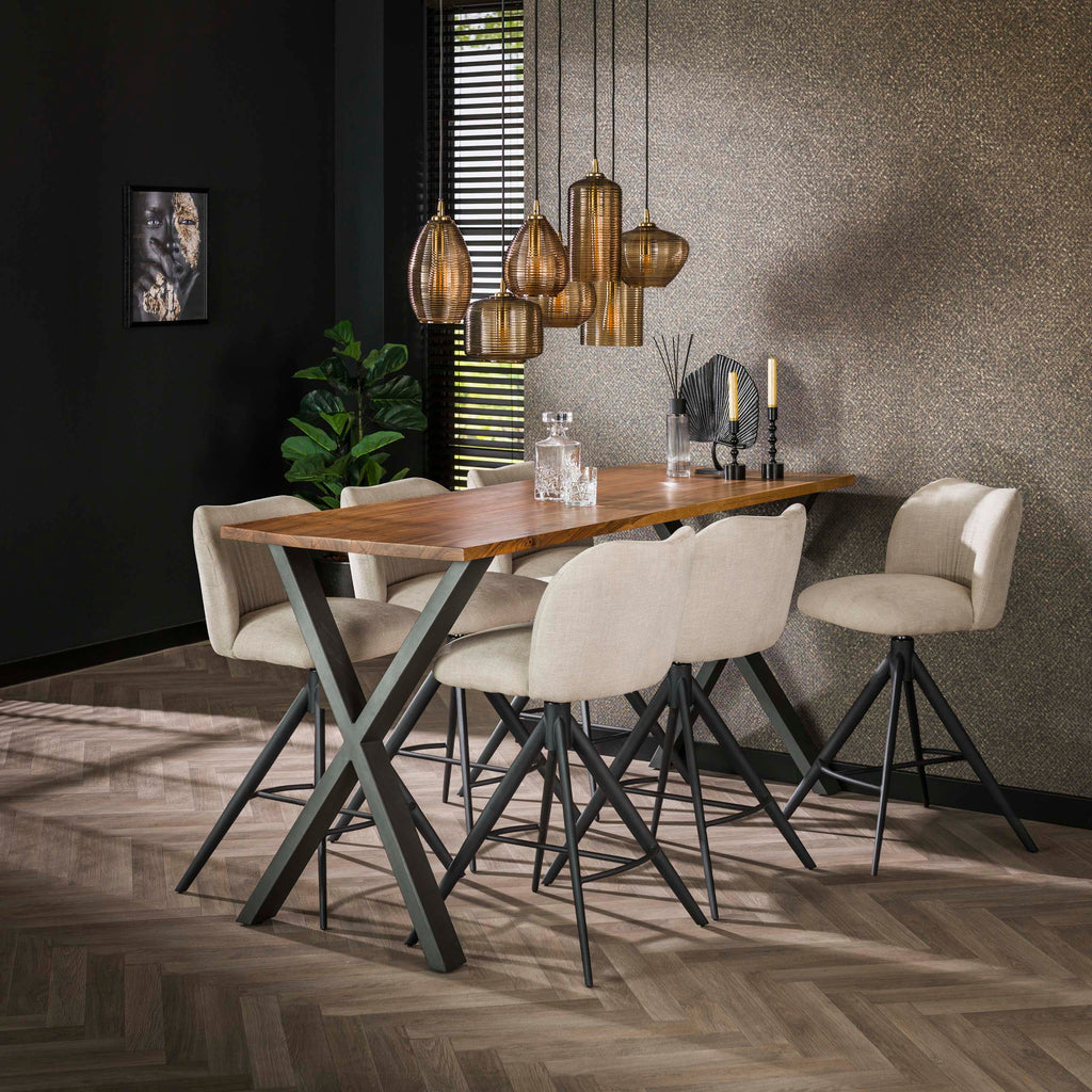 Hanglamp Stripe Horizontal | 4+3-Lichts | Amber glas