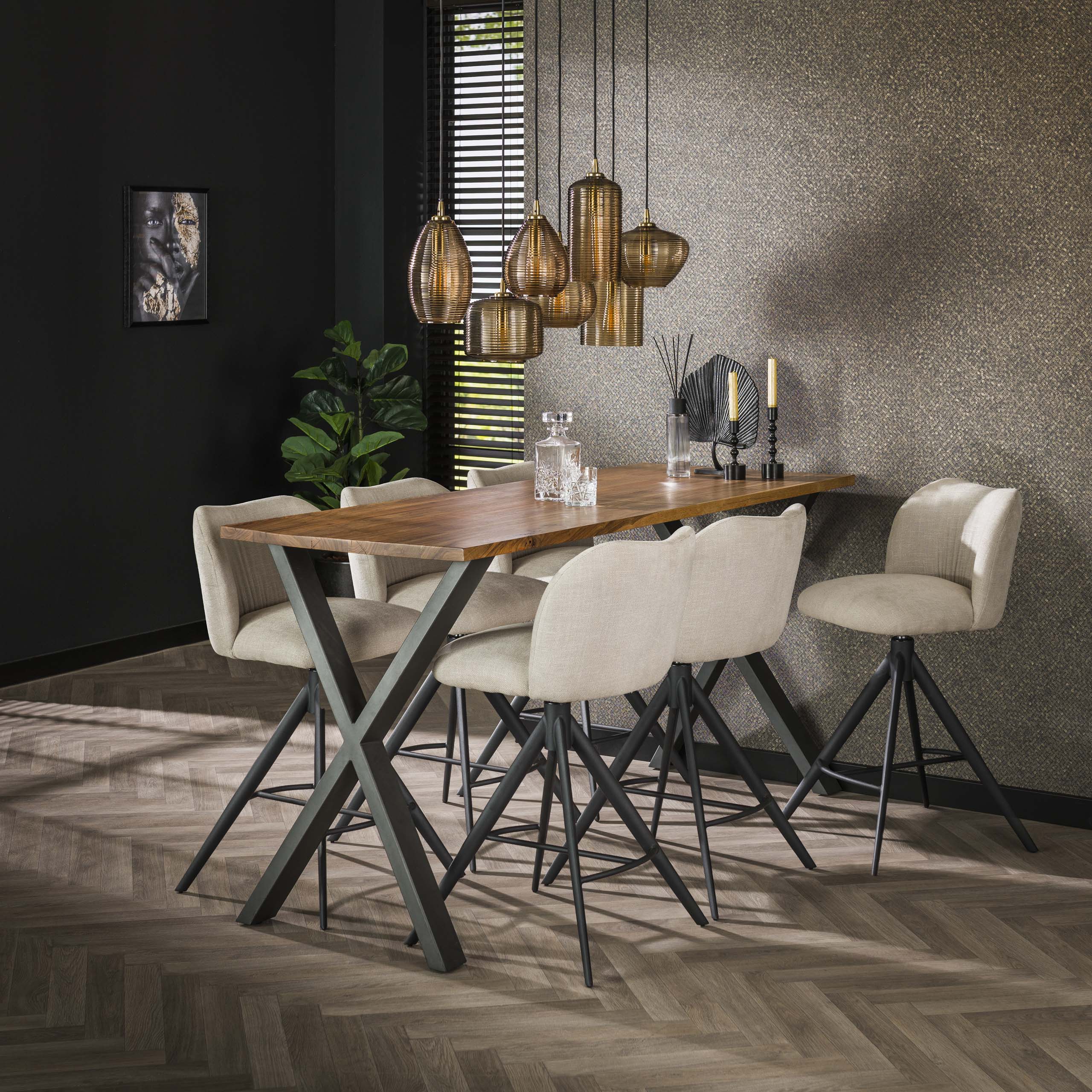 Hanglamp Stripe Horizontal | 4+3-Lichts | Amber glas