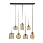 Hanglamp Stripe Horizontal | 4+3-Lichts | Amber glas