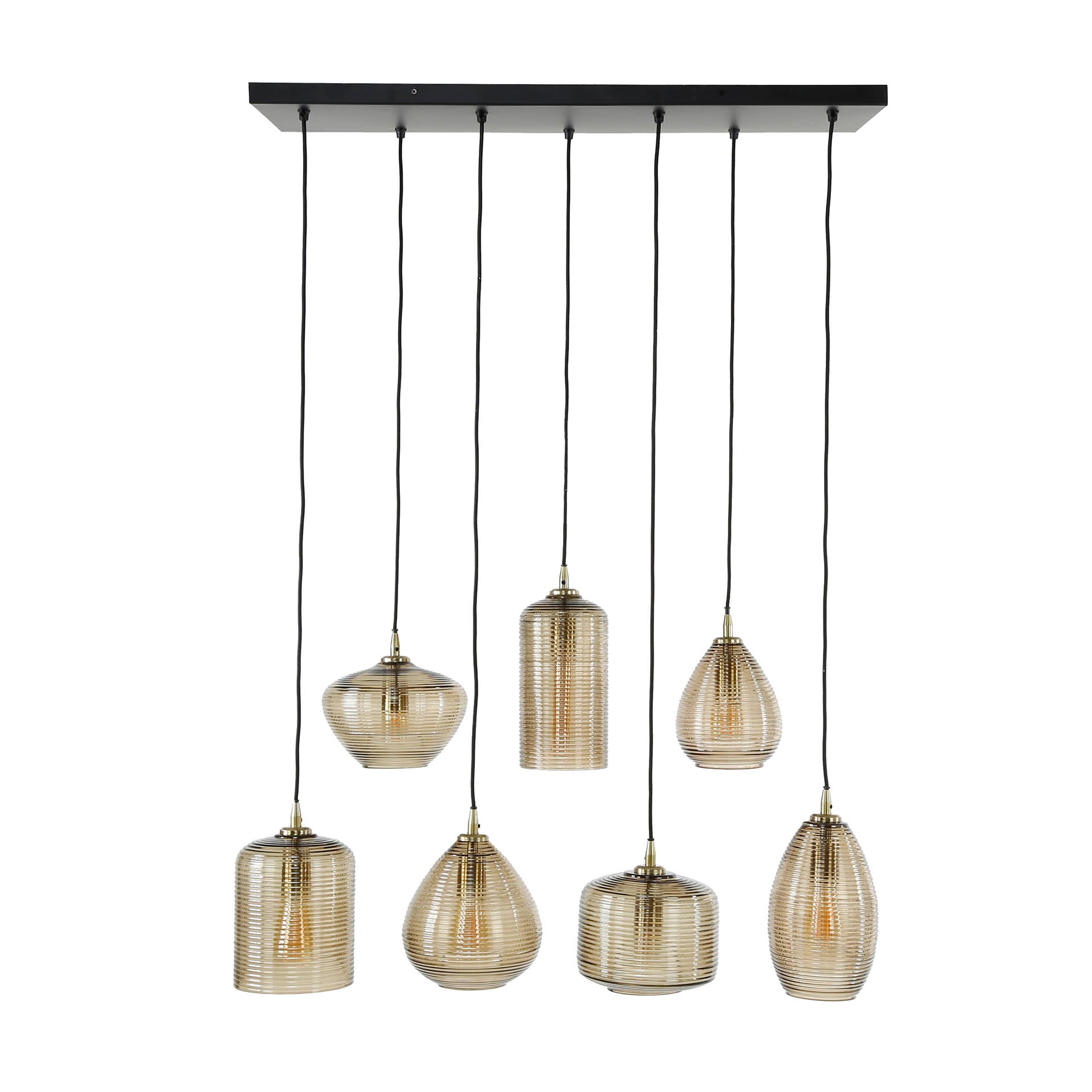 Hanglamp Stripe Horizontal | 4+3-Lichts | Amber glas