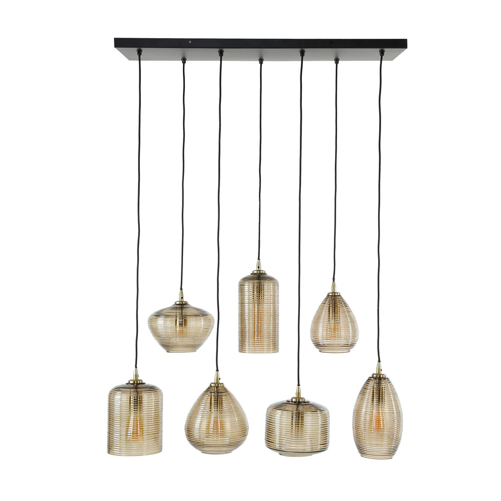 Hanglamp Stripe Horizontal | 4+3-Lichts | Amber glas