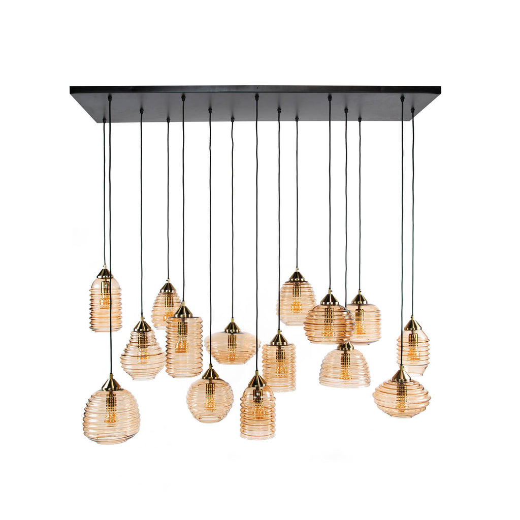Hanglamp Rib Glass | 15-Lichts | Amber glas