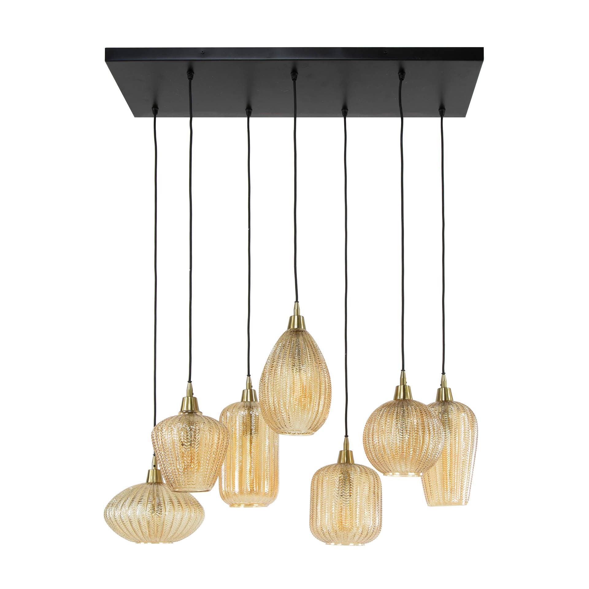 Hanglamp V-Shape | 4+3-Lichts | Amber glas