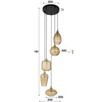 Hanglamp V-Shape | 5-Lichts | Amber glas