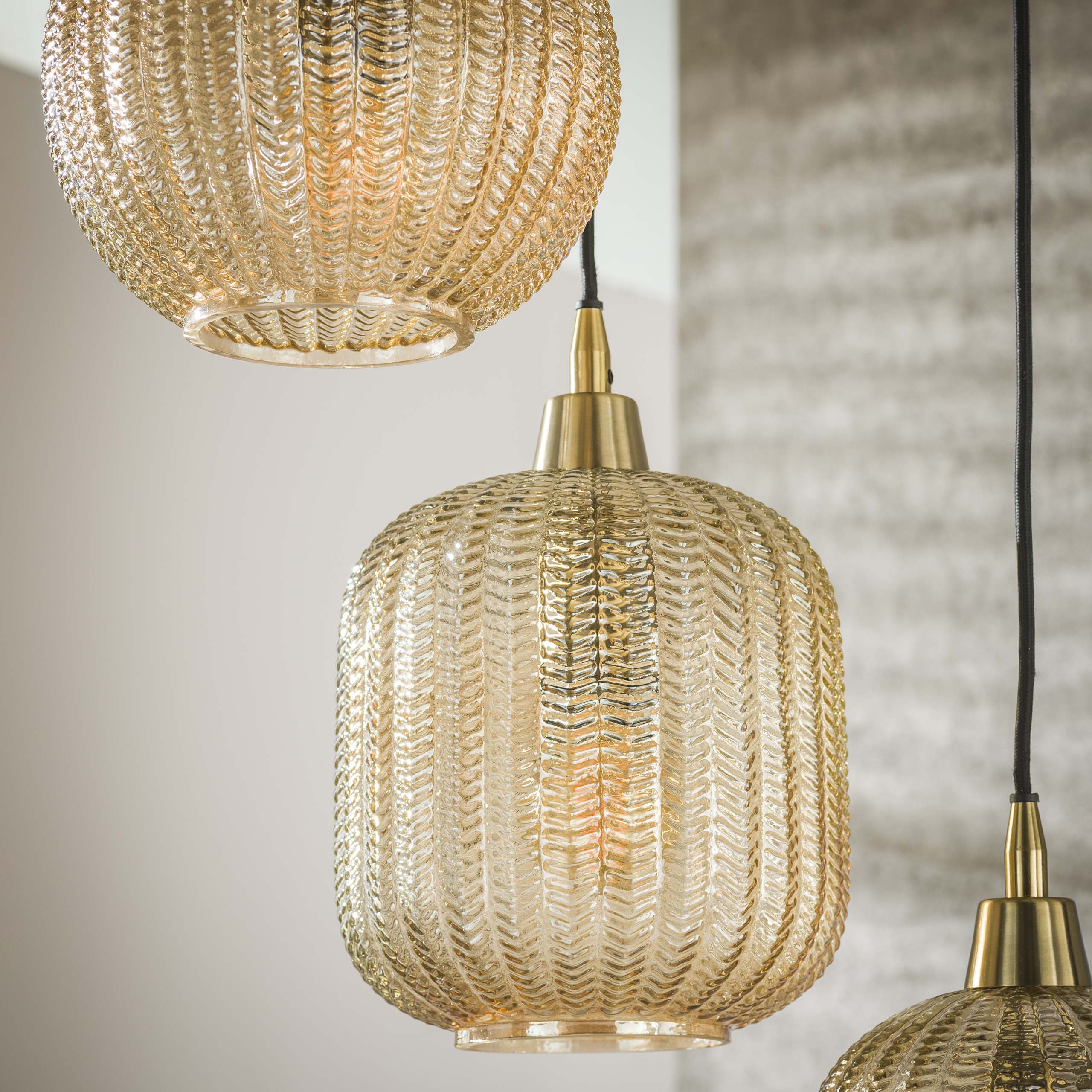 Hanglamp V-Shape | 5-Lichts | Amber glas