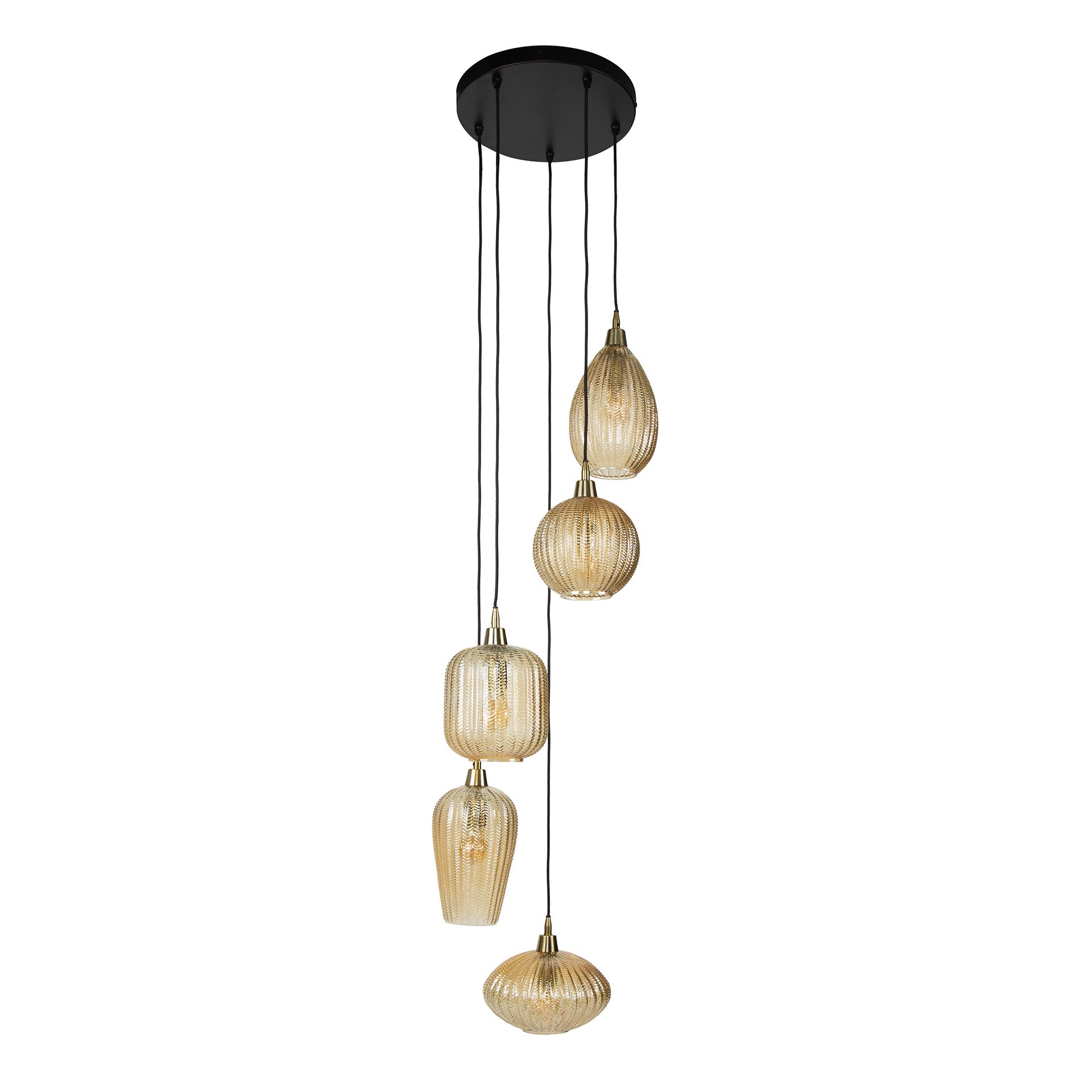 Hanglamp V-Shape | 5-Lichts | Amber glas