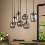 Hanglamp Hexagon | 7-Lichts | Smoke grey glas