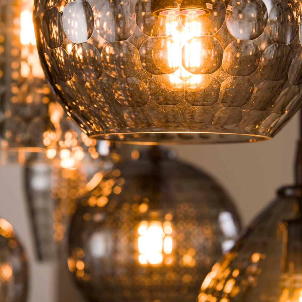 Hanglamp Hexagon | 7-Lichts | Smoke grey glas