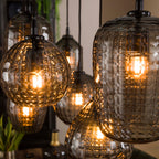 Hanglamp Hexagon | 7-Lichts | Smoke grey glas