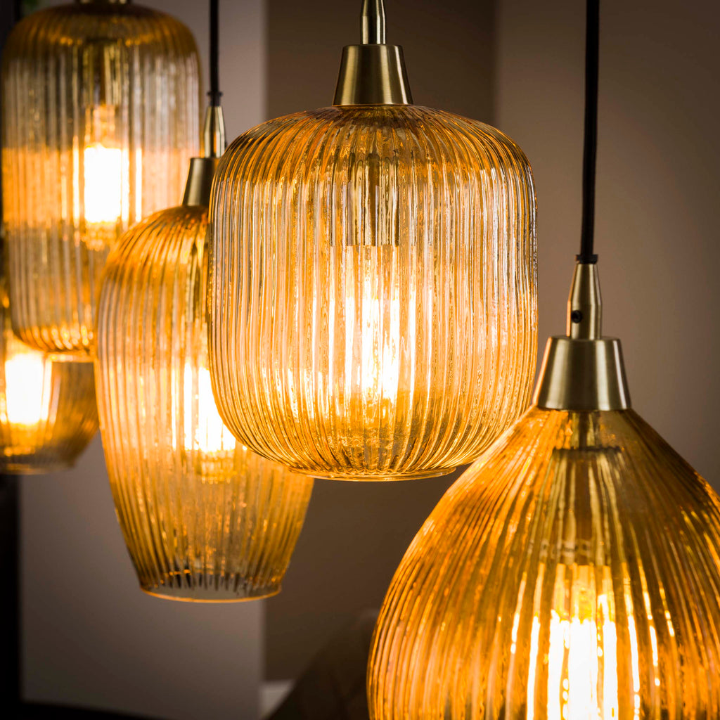 Hanglamp Stripe | 5-Lichts | Amber glas