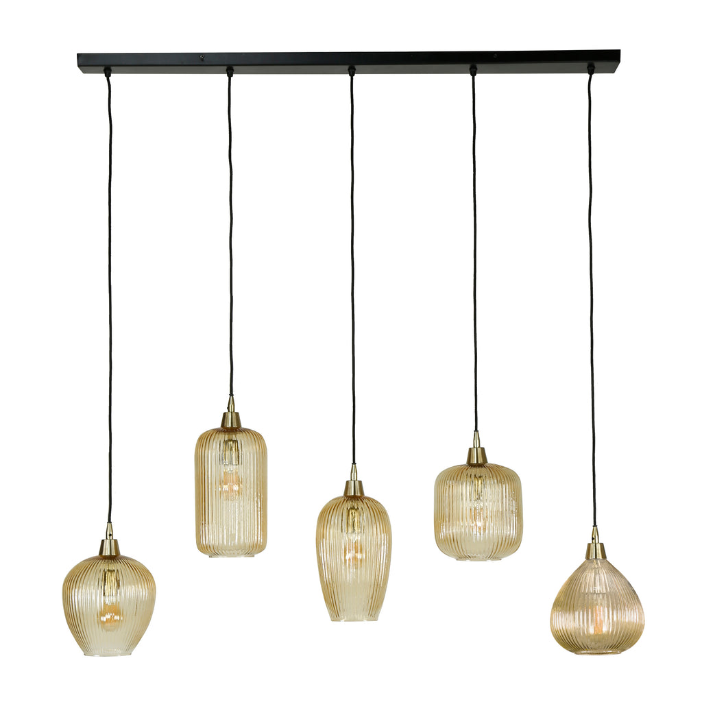 Hanglamp Stripe | 5-Lichts | Amber glas